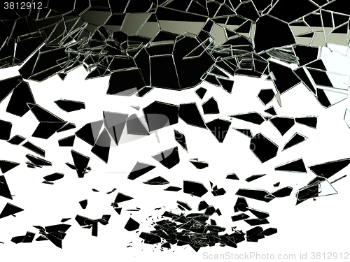 Image of Pieces of shattered glass on white