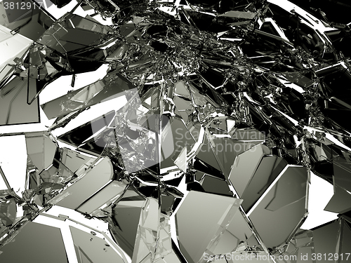 Image of Broken glass pieces isolated on white