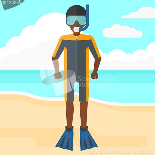 Image of Man with swimming equipment.