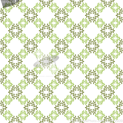 Image of Vector seamless background. White wallpaper with green pattern