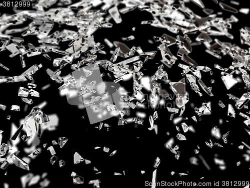 Image of Sharp pieces of smashed glass isolated 