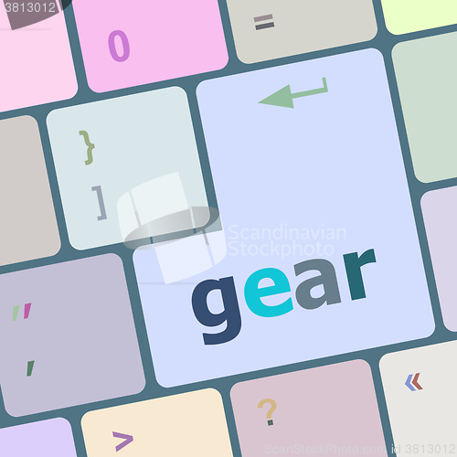 Image of gear button on computer pc keyboard key vector illustration