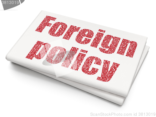 Image of Political concept: Foreign Policy on Blank Newspaper background