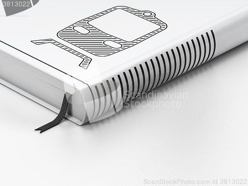 Image of Vacation concept: closed book, Train on white background