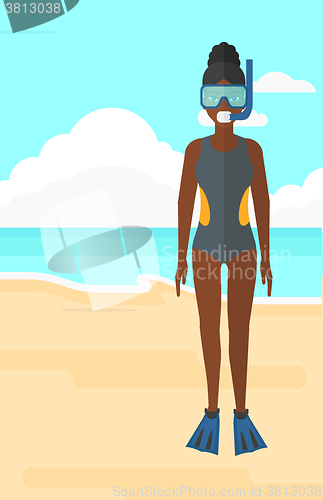 Image of Woman with swimming equipment.