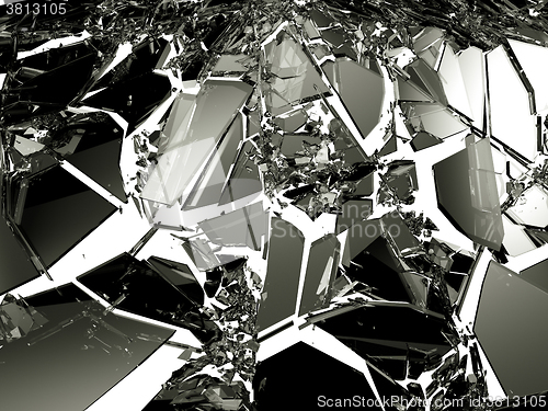 Image of Broken glass pieces isolated on white