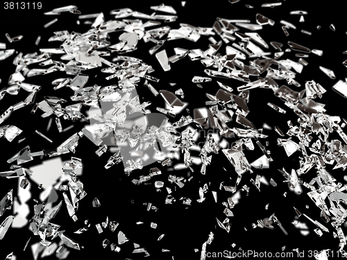 Image of Small and large glass pieces on black