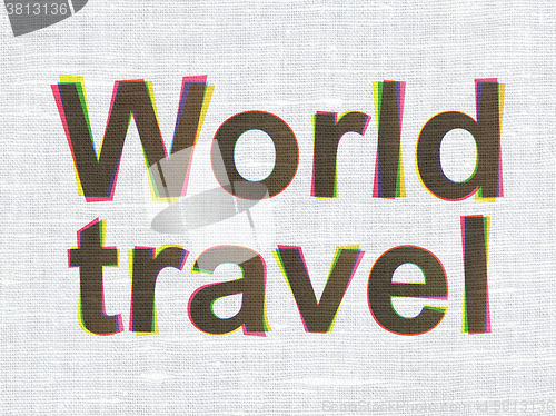 Image of Travel concept: World Travel on fabric texture background