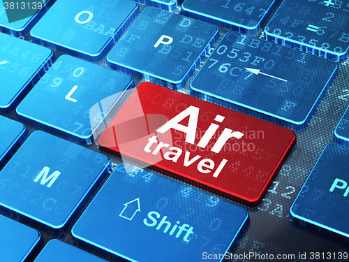 Image of Tourism concept: Air Travel on computer keyboard background