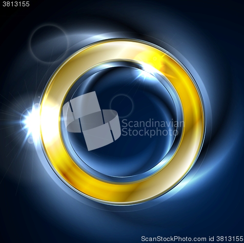 Image of Blue and golden iridescent round design