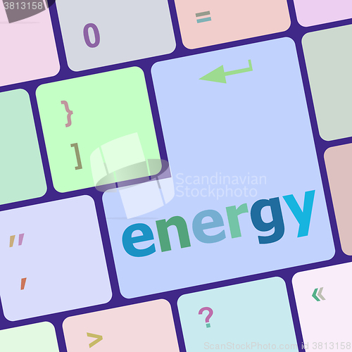 Image of energy button on computer pc keyboard key vector illustration