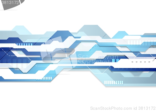 Image of Blue and white tech geometric flyer background