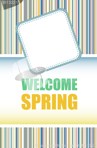 Image of Welcome Spring Holiday Card. Welcome Spring Vector. Love background. Spring Holiday Graphic. Welcome Spring Art. Spring Holiday Drawing