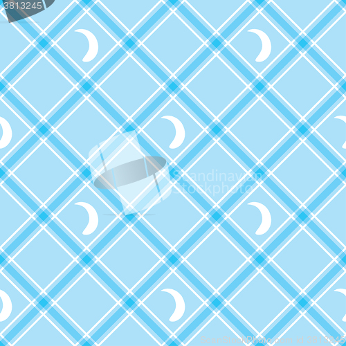 Image of Seamless wallpaper. Blue checkered background. Tablecloth