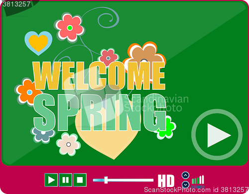 Image of Welcome Spring Holiday Card. Welcome Spring Vector. Welcome Spring background. Spring Holiday Graphic. Welcome Spring Art. Spring Holiday Drawing