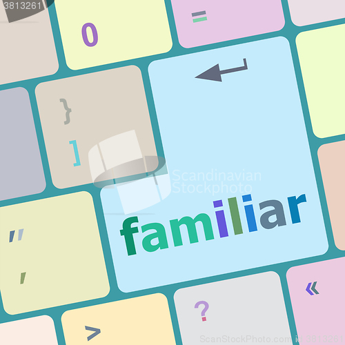 Image of familiar button on computer pc keyboard key vector illustration