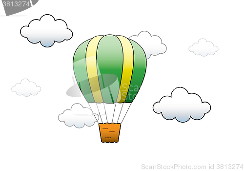 Image of Vector Bright Hot Air Balloon flying in the sky