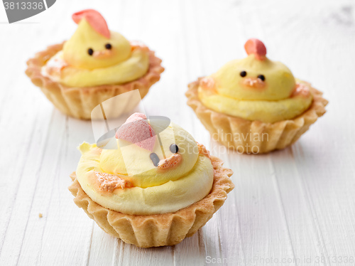 Image of easter cupcakes on white table