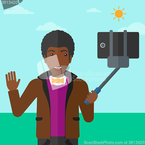 Image of Man making selfie.