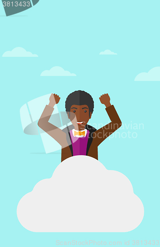 Image of Man sitting on cloud.
