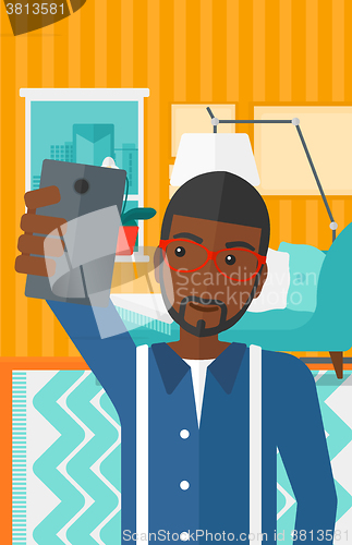 Image of Man making selfie.