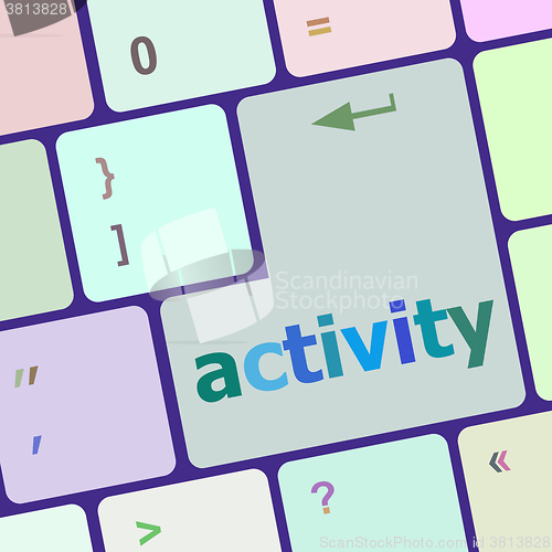 Image of Social media network concept: activity on computer keyboard key vector illustration