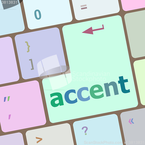 Image of accent on computer keyboard key enter button vector illustration