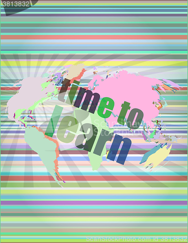 Image of illustration of touch screen with time to learn words vector illustration