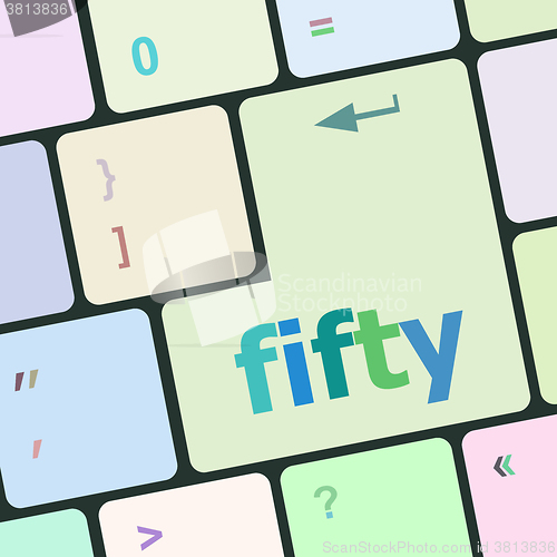 Image of fifty button on computer pc keyboard key vector illustration
