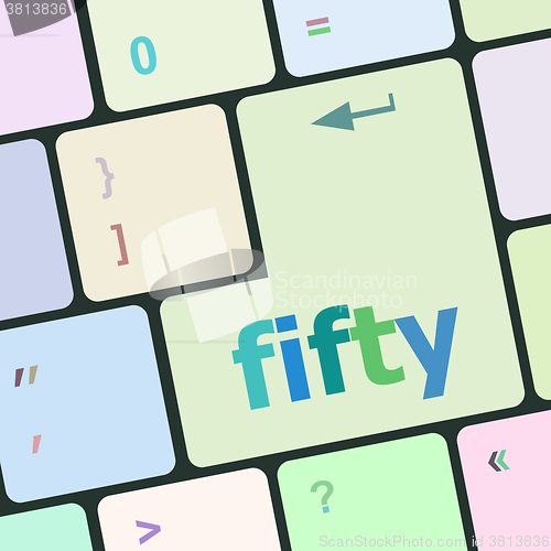 Image of fifty button on computer pc keyboard key vector illustration