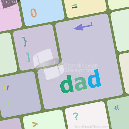 Image of dad message on a white computer keyboard vector illustration