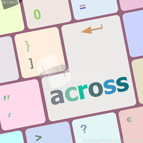 Image of across button on keyboard with soft focus vector illustration