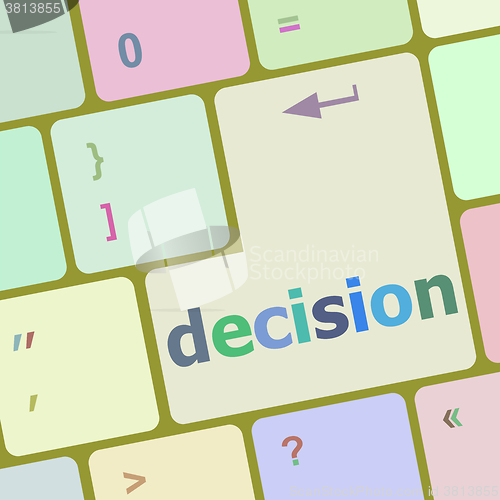 Image of decision button on computer pc keyboard key vector illustration