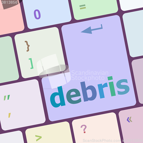 Image of debris word on computer pc keyboard key vector illustration