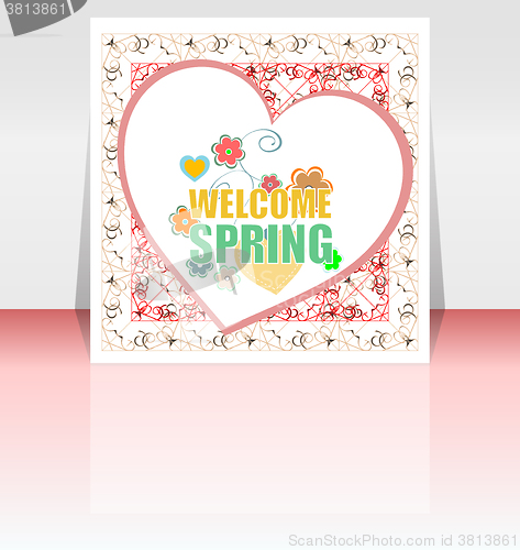 Image of Welcome Spring Holiday Card. Welcome Spring Vector. Welcome Spring background. Spring Holiday Graphic. Welcome Spring Art. Spring Holiday Drawing