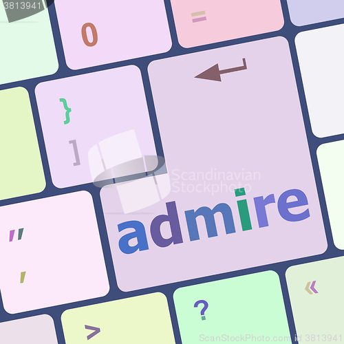 Image of admire word on computer keyboard keys vector illustration