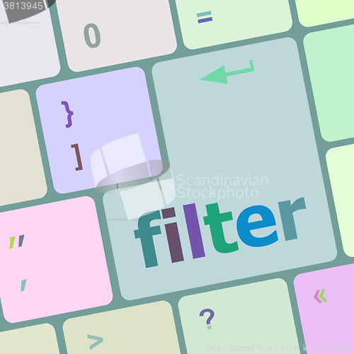 Image of filter button on computer pc keyboard key vector illustration