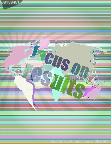 Image of Life style concept: words focus on results on digital touch screen vector illustration