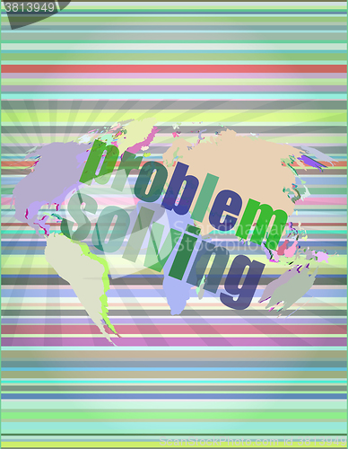 Image of business concept: words problem solving on digital screen vector illustration