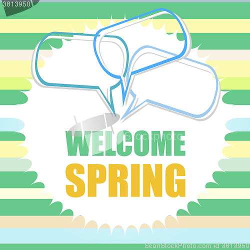 Image of Welcome Spring Holiday Card. Welcome Spring Vector. Love background. Spring Holiday Graphic. Welcome Spring Art. Spring Holiday Drawing