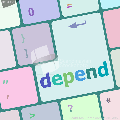 Image of depend button on computer pc keyboard key vector illustration