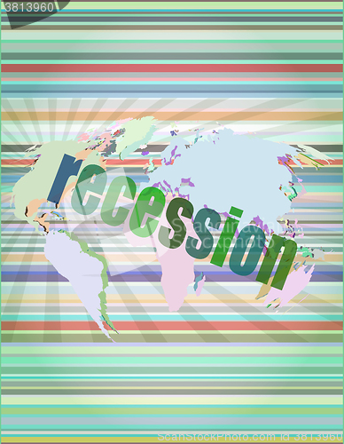 Image of Business concept: words recession on business digital screen, 3d vector illustration