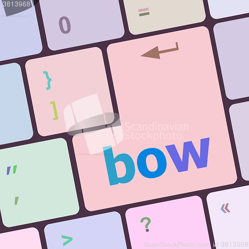 Image of bow button on computer pc keyboard key vector illustration