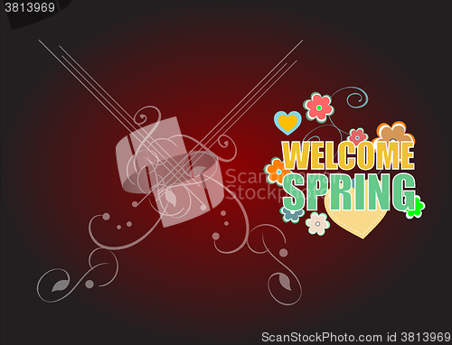Image of Welcome Spring Holiday Card. Welcome Spring Vector. Love background. Spring Holiday Graphic. Welcome Spring Art. Spring Holiday Drawing
