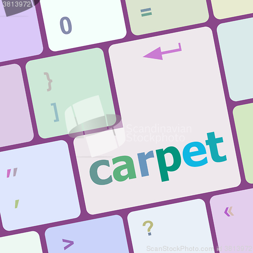 Image of carpet word on computer pc keyboard key vector illustration