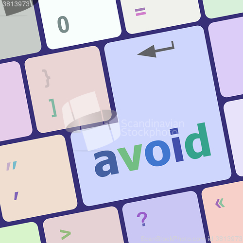 Image of avoid word on keyboard key, notebook computer vector illustration