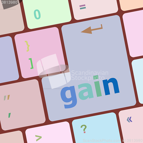 Image of gain word on computer pc keyboard key vector illustration