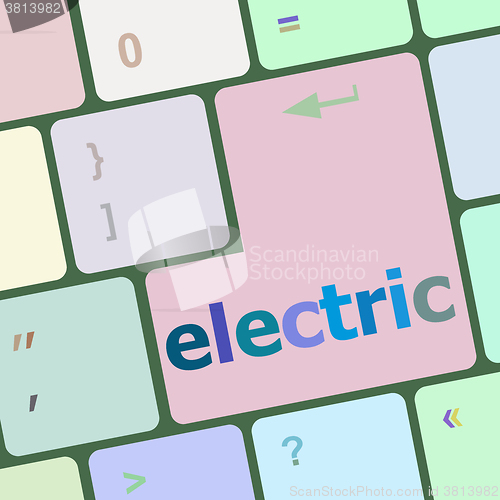 Image of electric word on keyboard key, notebook computer button vector illustration