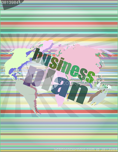 Image of Management concept: business plan words on digital screen vector illustration