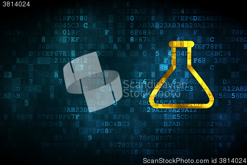 Image of Science concept: Flask on digital background